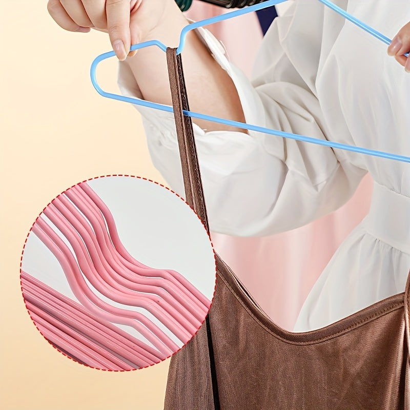 Set of 10 Plastic Coated Thick Hangers Waterproof Anti-Slip for Adult Wardrobe