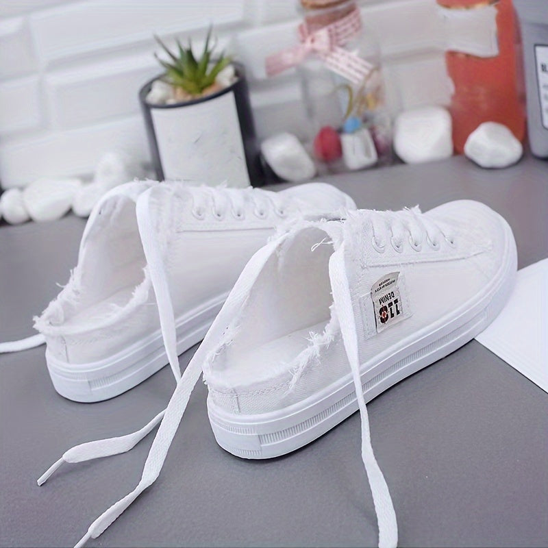 Women's White Flat Sneakers Slip-On Loafers Spring 2024 Half Support