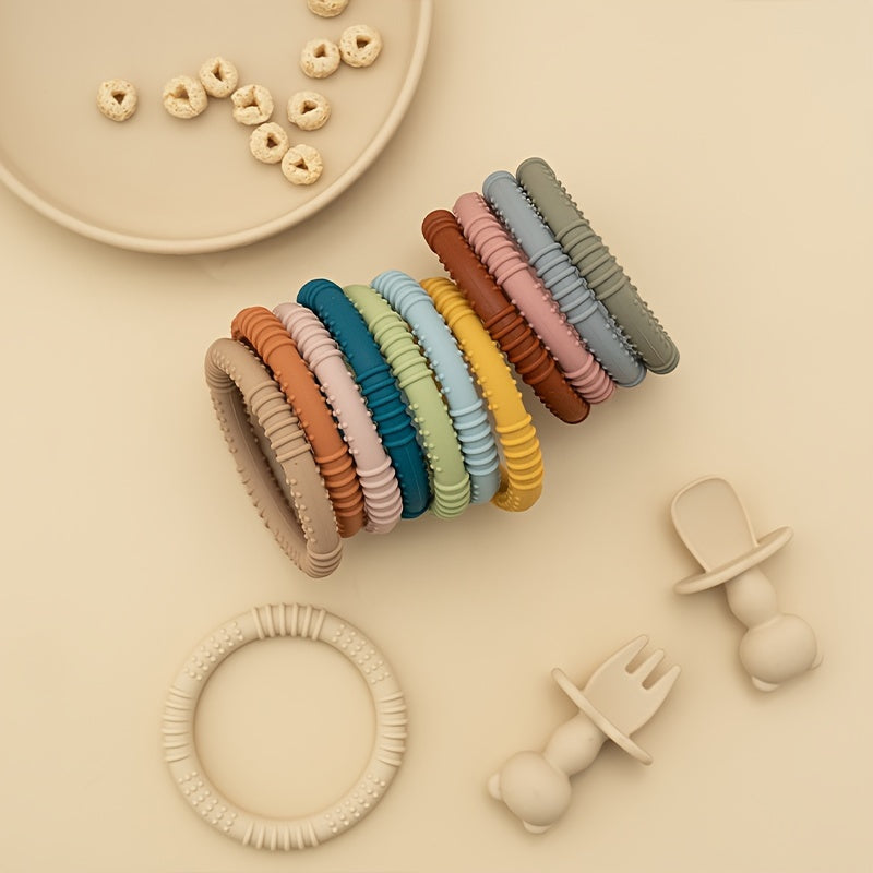 Baby Teether Rings Multi-Color Silicone BPA-Free for Infants and Toddlers