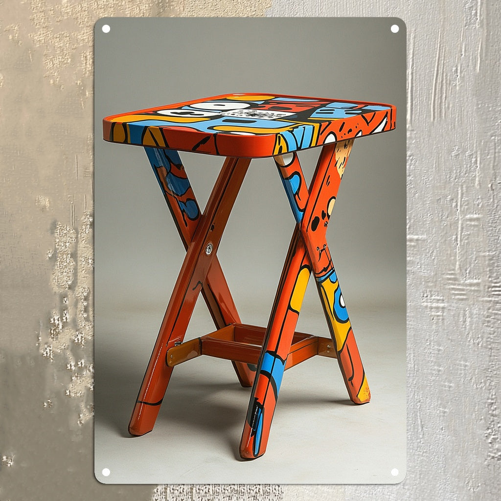 Mesa plegable de aluminio estilo pop art cuadrada para colgar en la pared, portátil y multifuncional