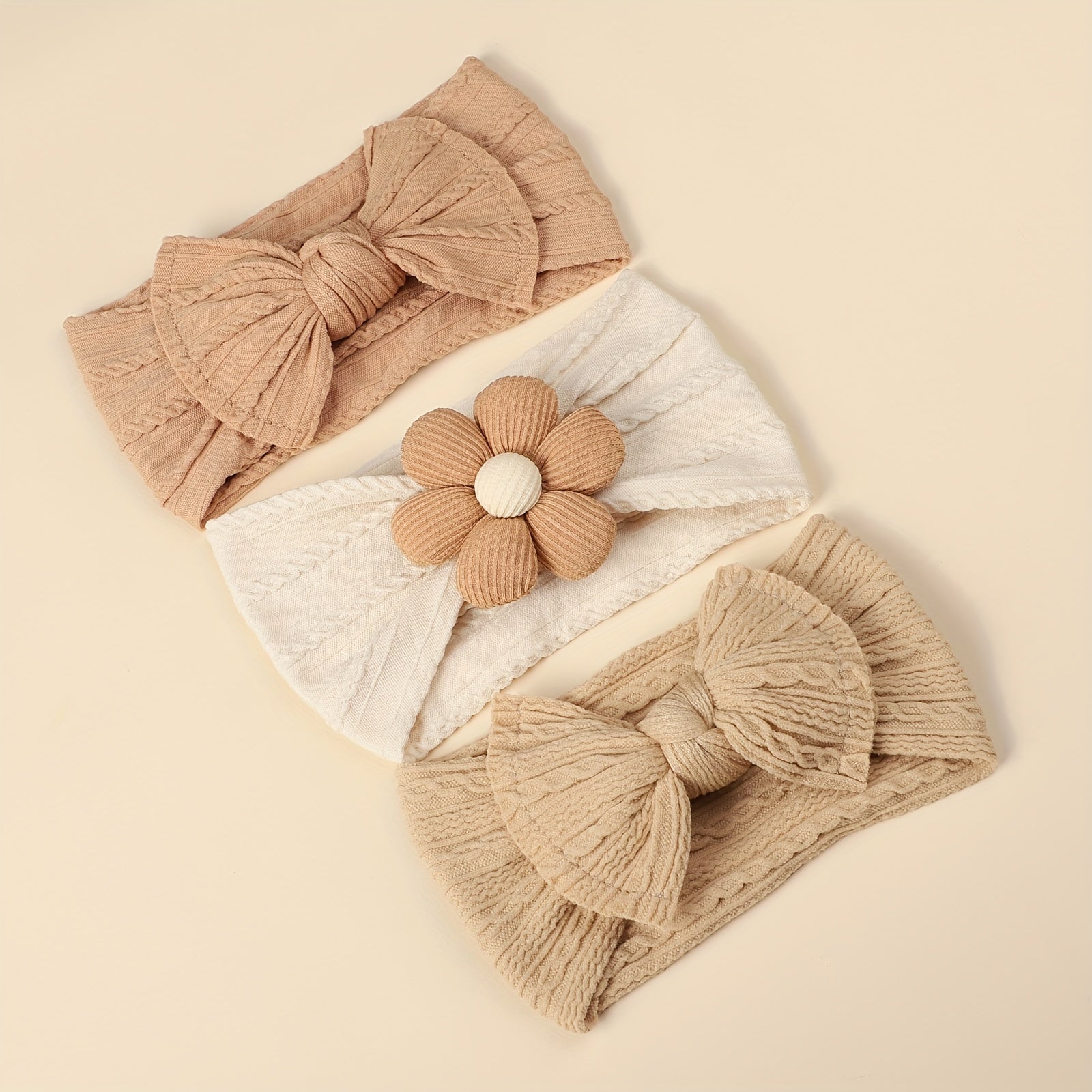 Qizlar va o'g'il bolalar uchun 3 ta yumshoq naylon bosh bog'ichlari, yoqimli gullar dizayni, retro uslub, barcha mavsumlar va soch bog'ichlari uchun mukammal, JRALON.