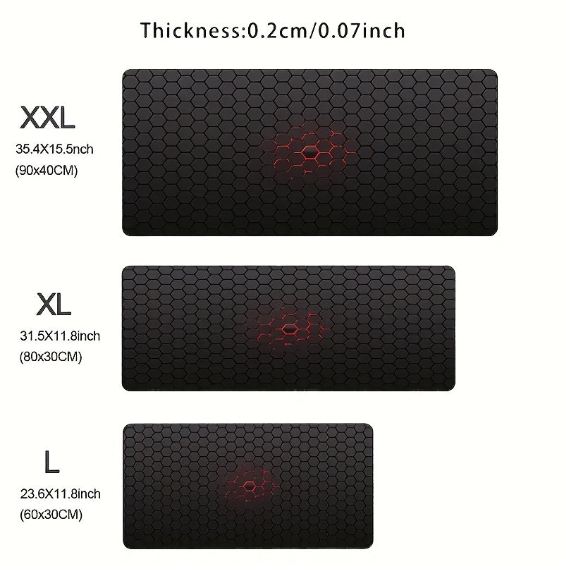 Large Hexagonal Honeycomb Pattern Mouse Pad Non-Slip Gaming Office Travel Polyester
