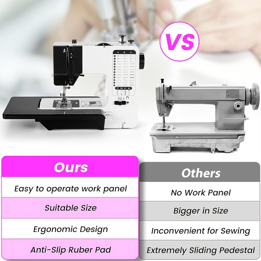 Portable European Regulation Sewing Machine with Foot Pedal for Beginners White