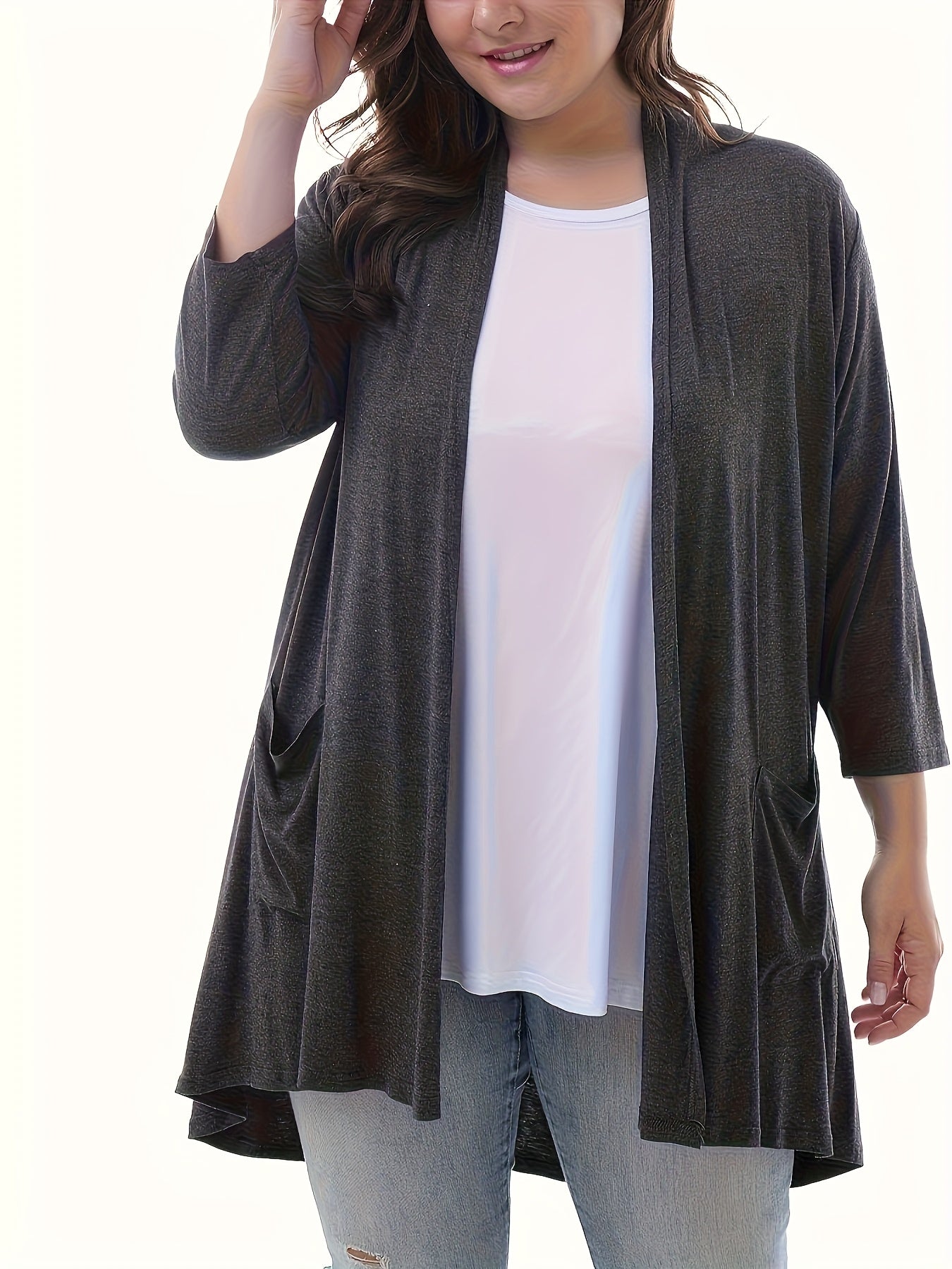Women's Lightweight Soft Cardigan With Pockets 2-Pack in Dark Gray Green