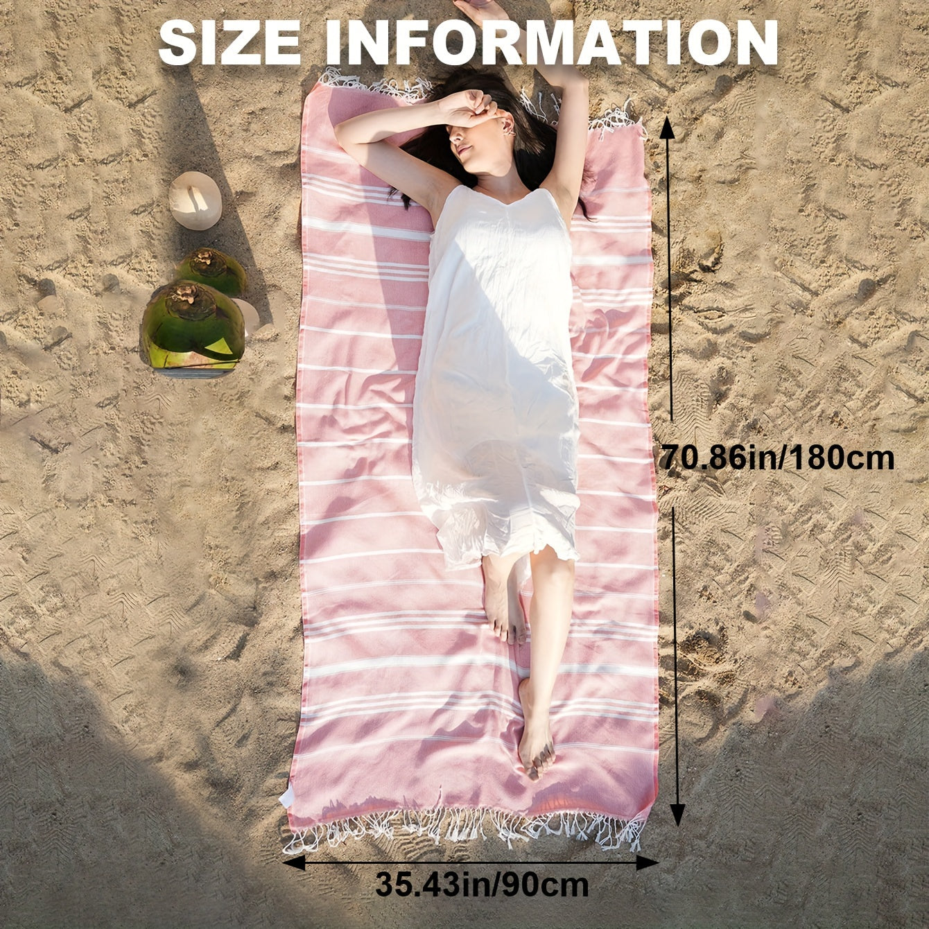 Turk plyaj sochiq: tez quriydigan, qumga yopishmaydigan, engil, katta o'lchamda, chiziqli naqshlarda (sariq, oq, ko'k, kulrang, pushti) basseyn, suzish, sayohat uchun. Kamping, kruiz, ta'til, plyaj ko'rpa uchun ideal.