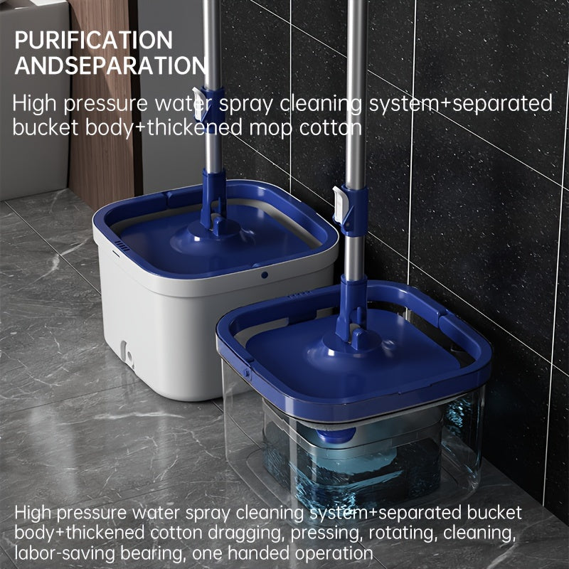 Stainless Steel Flat Mop Set with Detachable Handle and Microfiber Pads for Floor Cleaning