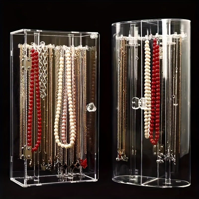 Transparent Dustproof Necklace Box for Jewelry Display and Organization