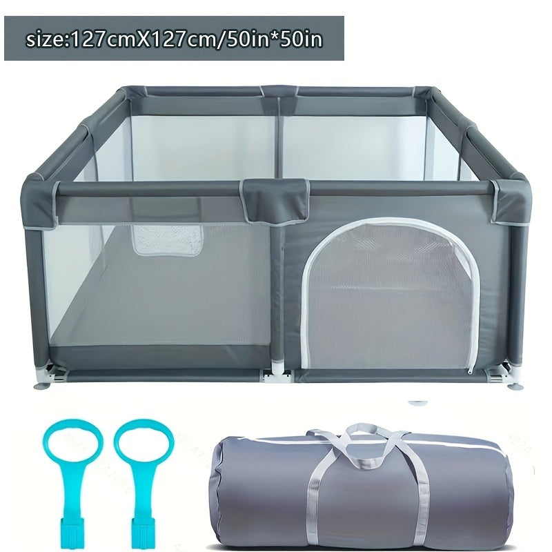 Indoor and Outdoor Playpen with Gate Non-Slip Base Soft Breathable Mesh