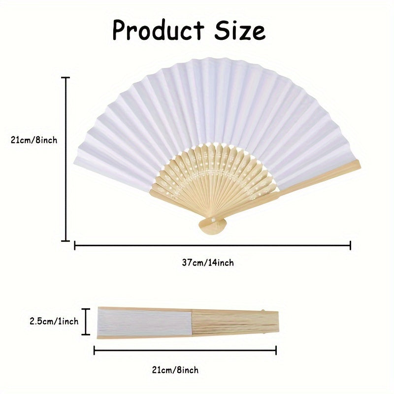 Pack of 10 20 50 White Folding Fans for Weddings Parties and DIY Projects