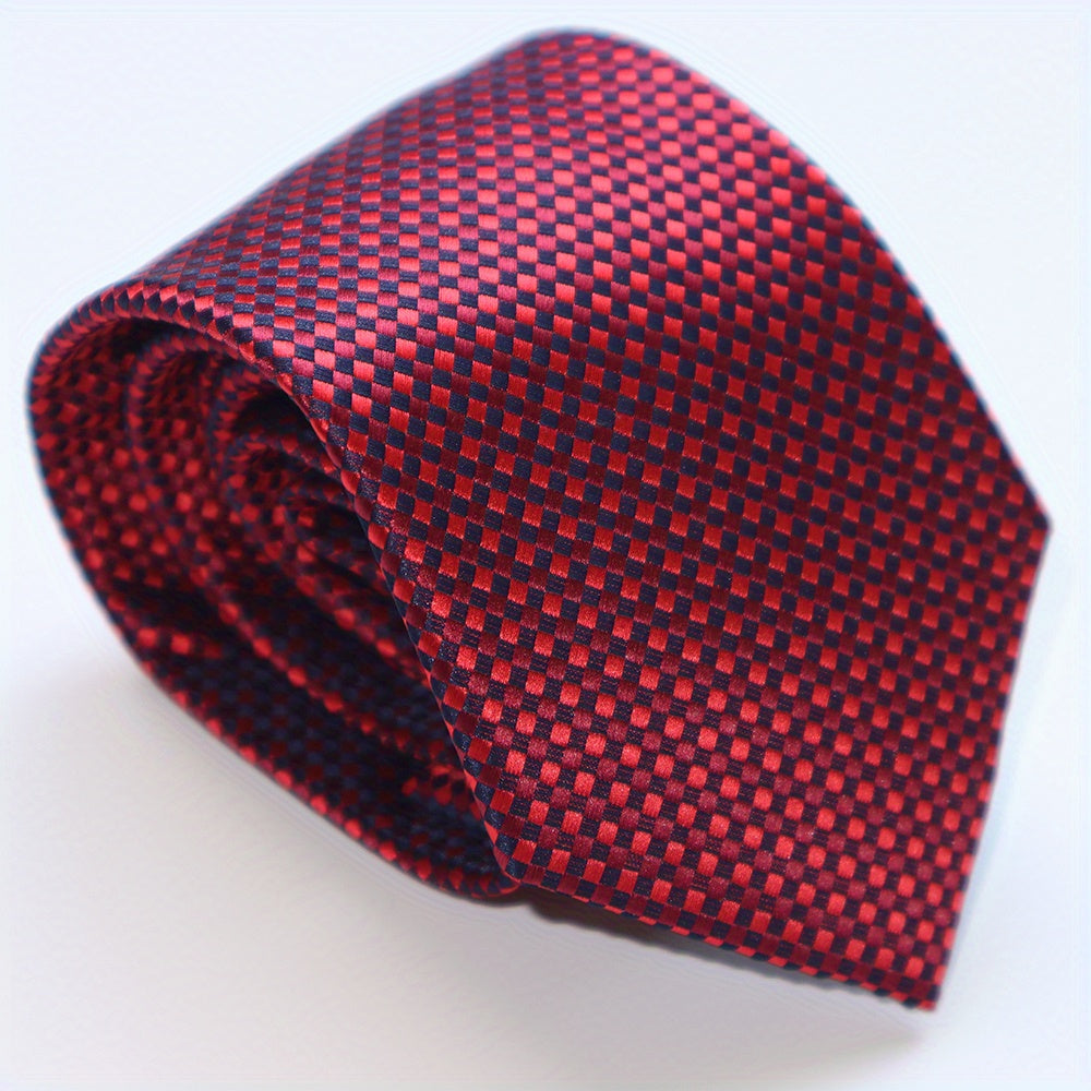 Men's Checkered Jacquard Neck Tie 3.15 Inch Multicolor Business Casual Gift