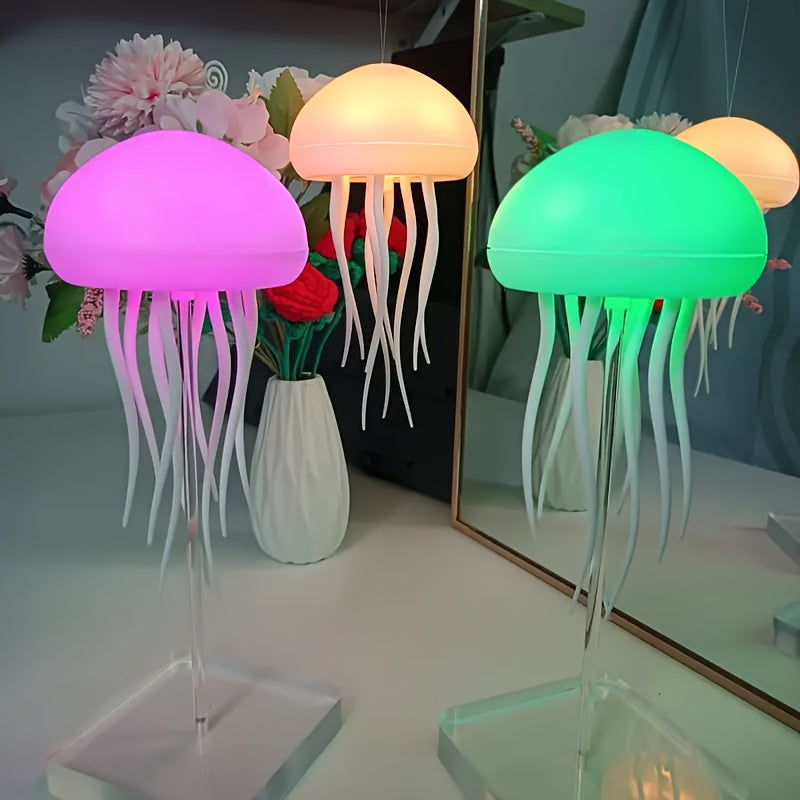 Jellyfish Night Light with Color Changing Voice Control Rotatable USB Rechargeable LED Indoor Outdoor