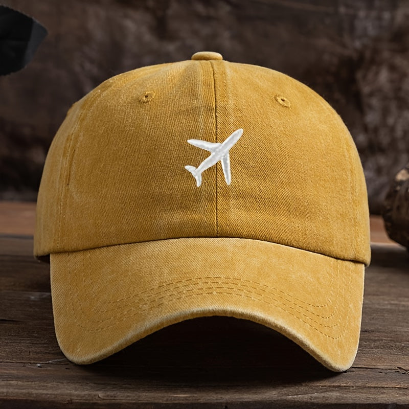 Embroidered Airplane Baseball Cap for Outdoor Activities Sun Protection Mountaineering Fishing