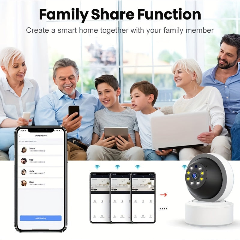 Teruhal Aqlli Uy Xavfsizlik Kamerasi 2.4GHz WiFi ulanishi, ilova orqali masofadan ko'rish, harakatni aniqlash va kuzatish, ikki tomonlama audio, USB quvvatlanishi, anomaliyalarni avtomatik aniqlash, dinamik inson tanasi ob'ektini tanish va uchun ideal.