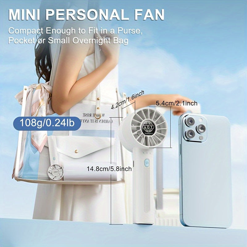 Portable Handheld Fan USB Rechargeable Mini Personal Fan with 4 Speeds