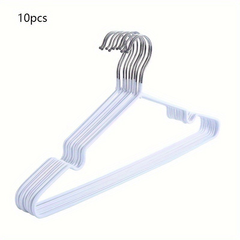 Set of 10 Metal Clothes Hangers Non-Slip Space-Saving Laundry Closet Organizers