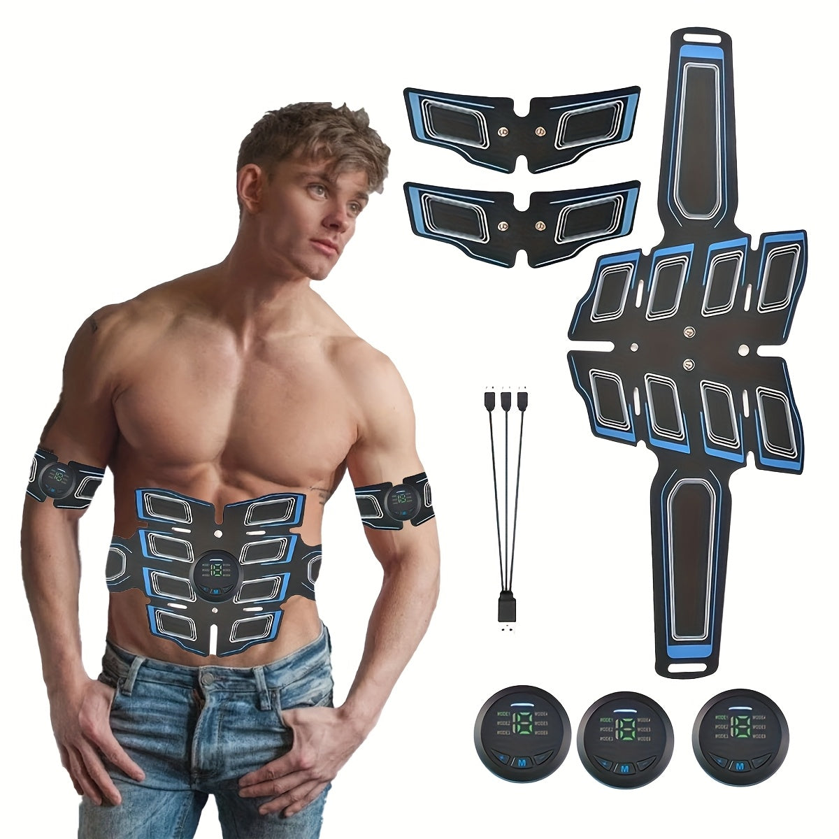 EMS Muscle Stimulator with 6 Modes 18 Levels USB Rechargeable for Waist Back Legs Arms