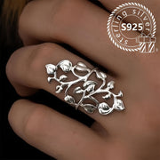 Sterling Silver Leaf Wrap Ring for Women Allergy-Free Elegant Jewelry