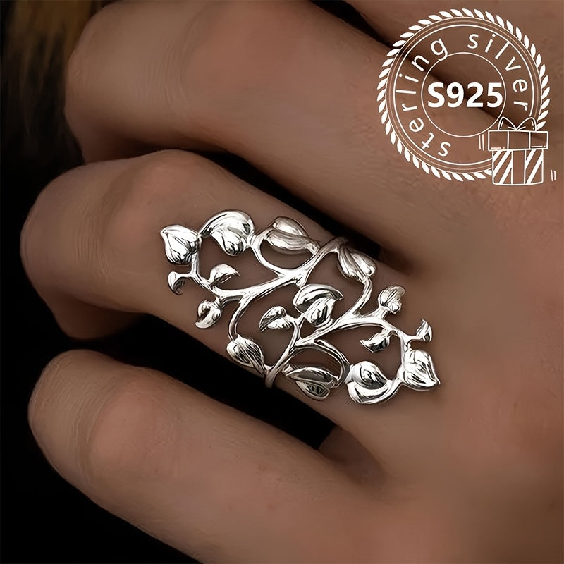 Sterling Silver Leaf Wrap Ring for Women Allergy-Free Elegant Jewelry
