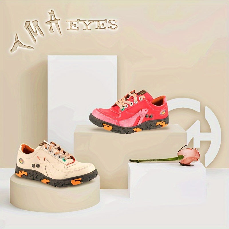 Women's Contrast Color Casual Sneakers Lace Up Platform Walking Shoes