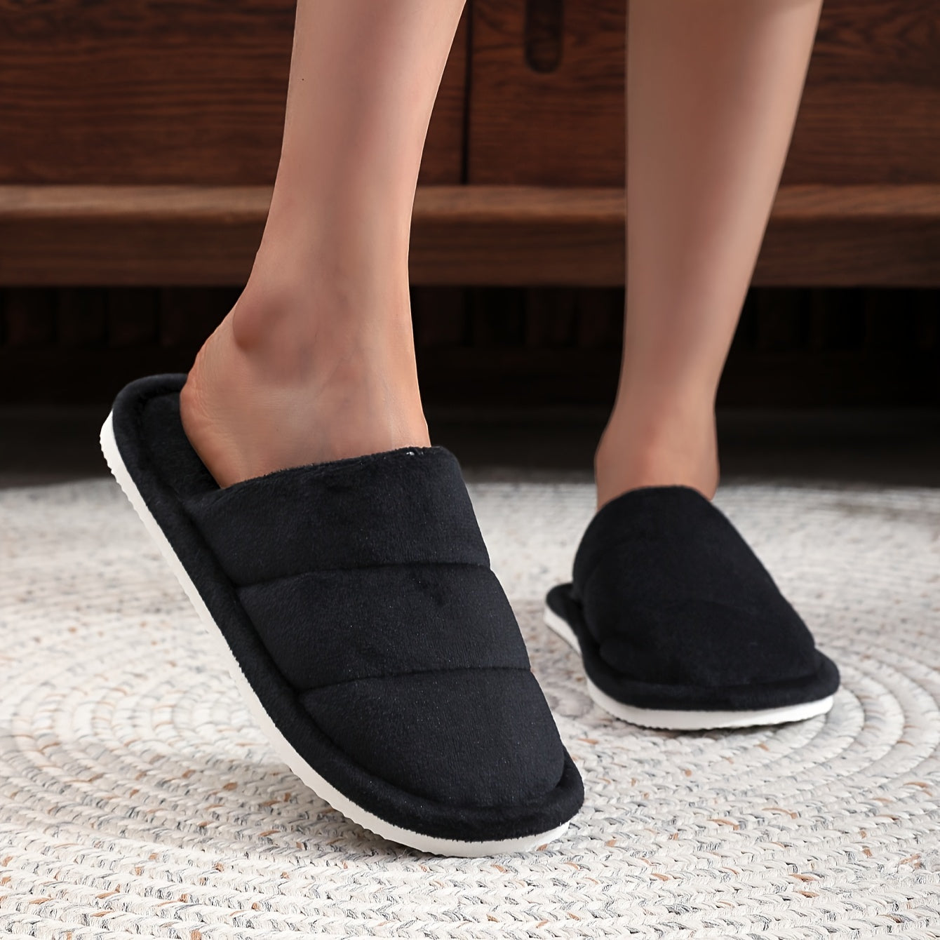 Унисекс плюшевые тапочки для пар, нескользящая толстая подошва, домашние обувь