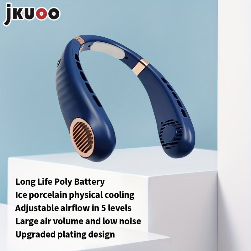 Bladeless Neck Fan Quiet Cooling USB Rechargeable 5-Speed Adjustable Outdoor Office