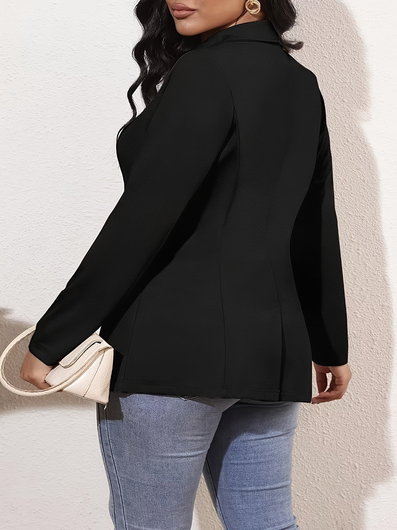 Women's Suit Jacket with Zipper Pockets and Lapel Collar Polyester Woven Spring Fall Elegant