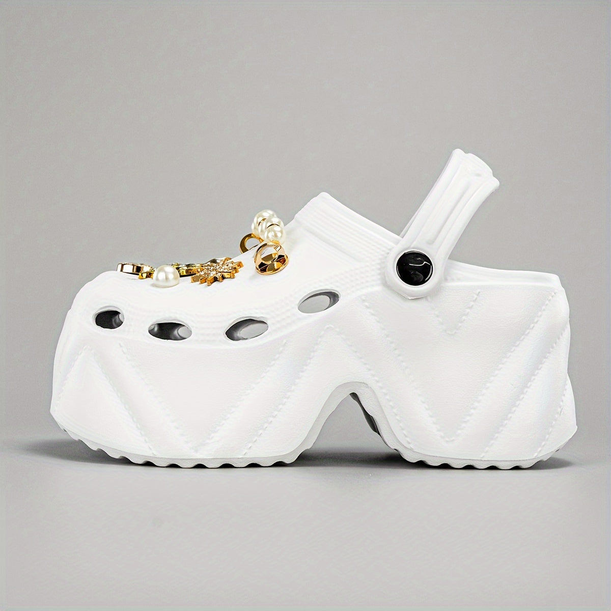 Women Glitter Embellished Mules Clogs Pearls Butterflies EVA Platform Heels