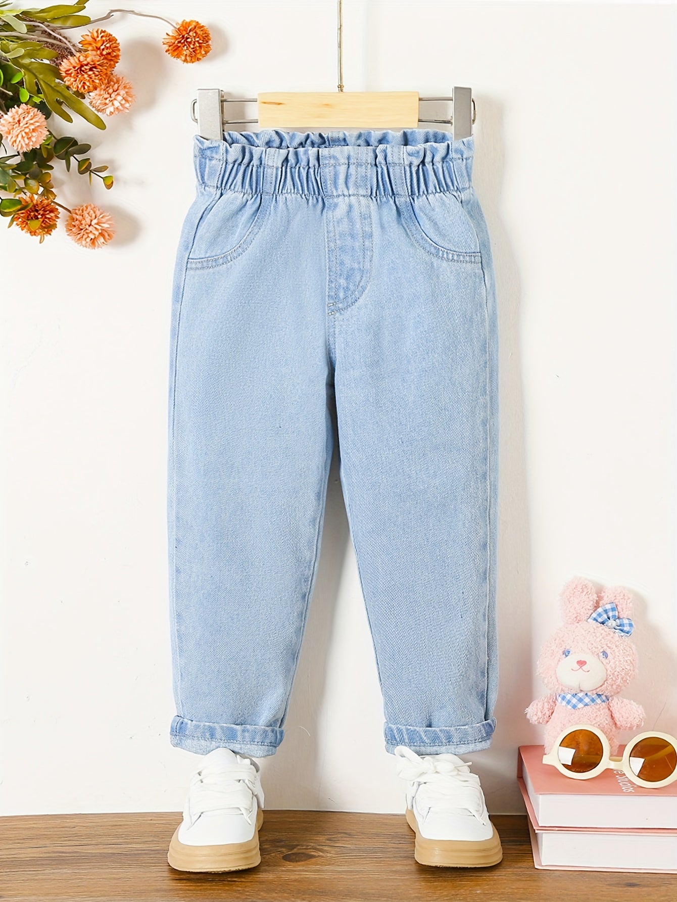 Kids' Cotton Tapered Loose Fit Jeans for Casual Spring and Summer