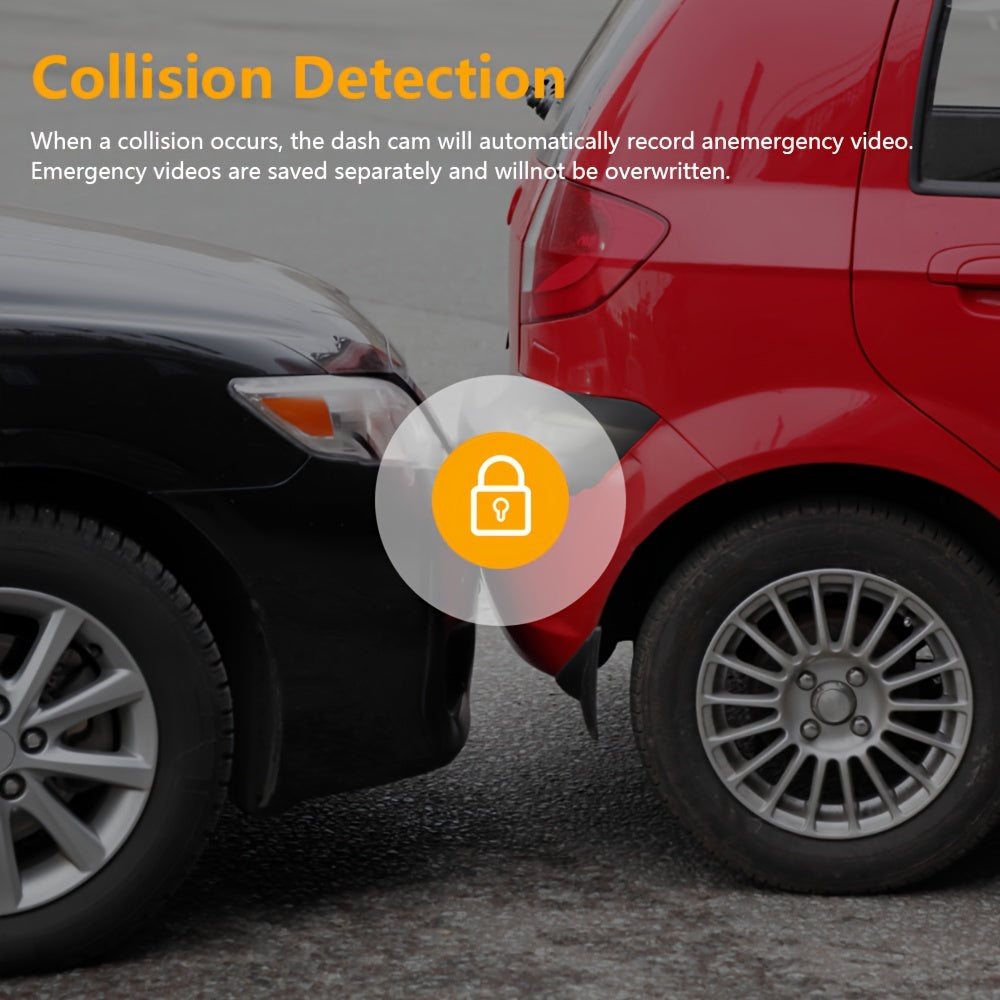 Cámara de tablero para coche con doble cámara 1080P, visión nocturna, grabación en bucle y pantalla de gran angular