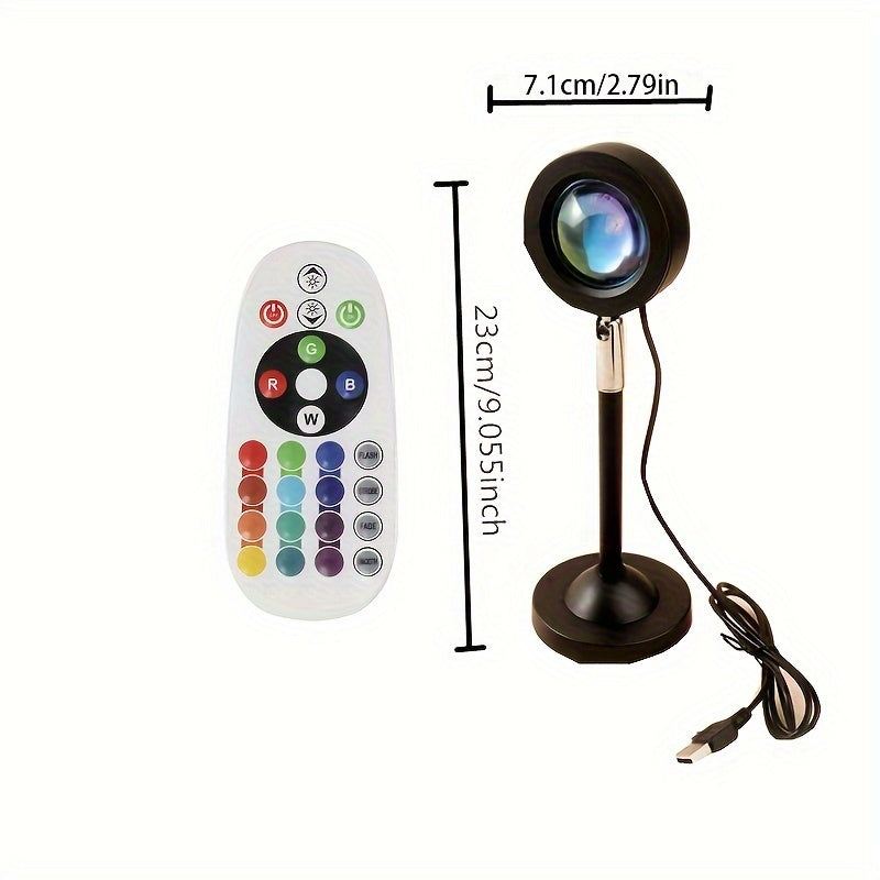 Sunset Projection Night Light Lamp with 16 Colors Remote Control 360° Rotating Ambient Lighting for Bedroom Parties Weddings
