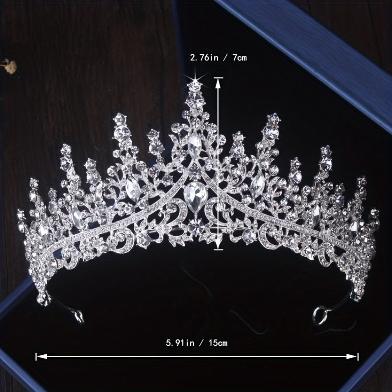 Bridal Rhinestone Jewelry Set Crown Headband Necklace Earrings Wedding Accessory
