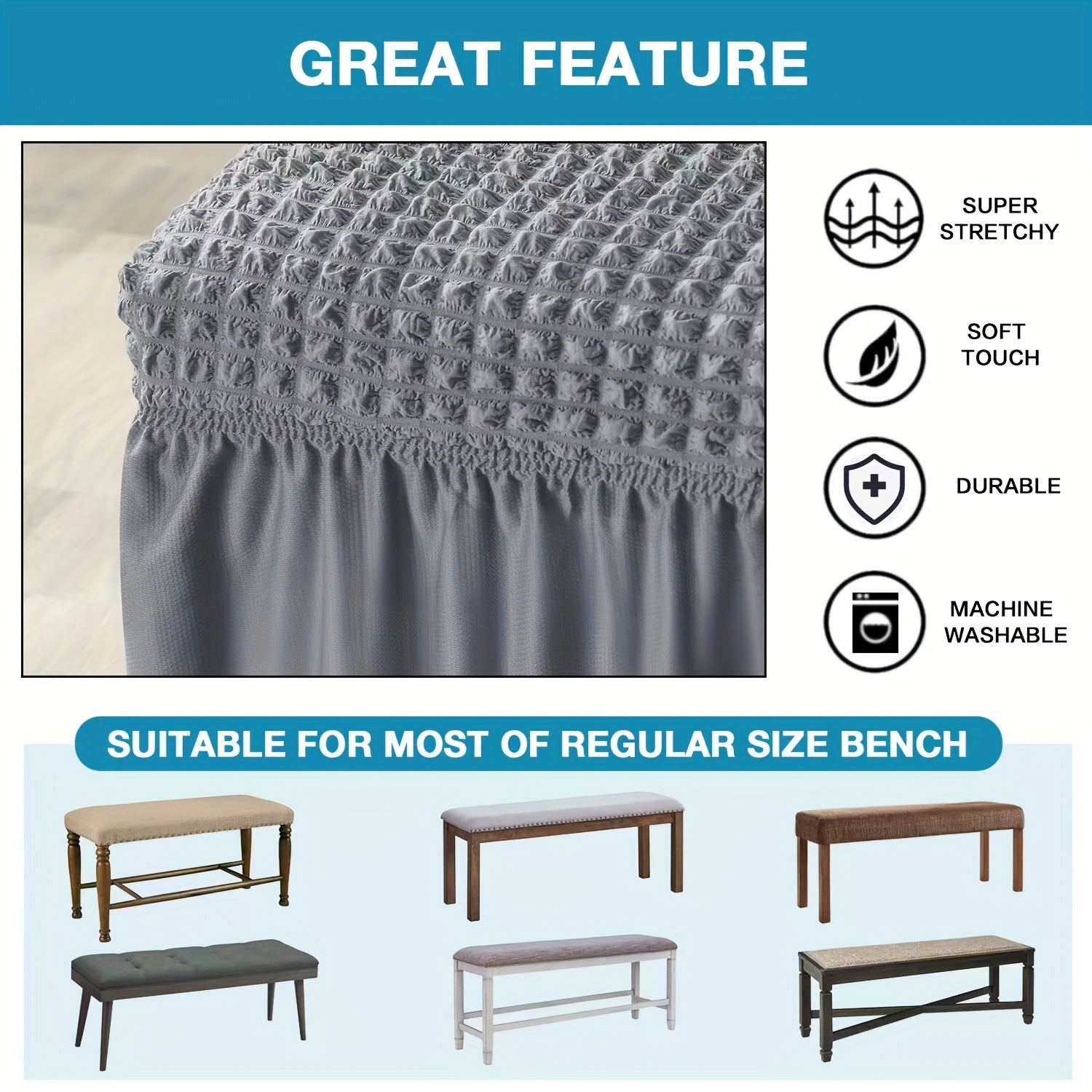 Длинная накидка на скамейку для обеденной зоны, съемная, моющаяся, эластичная, для гостиной и кухни
