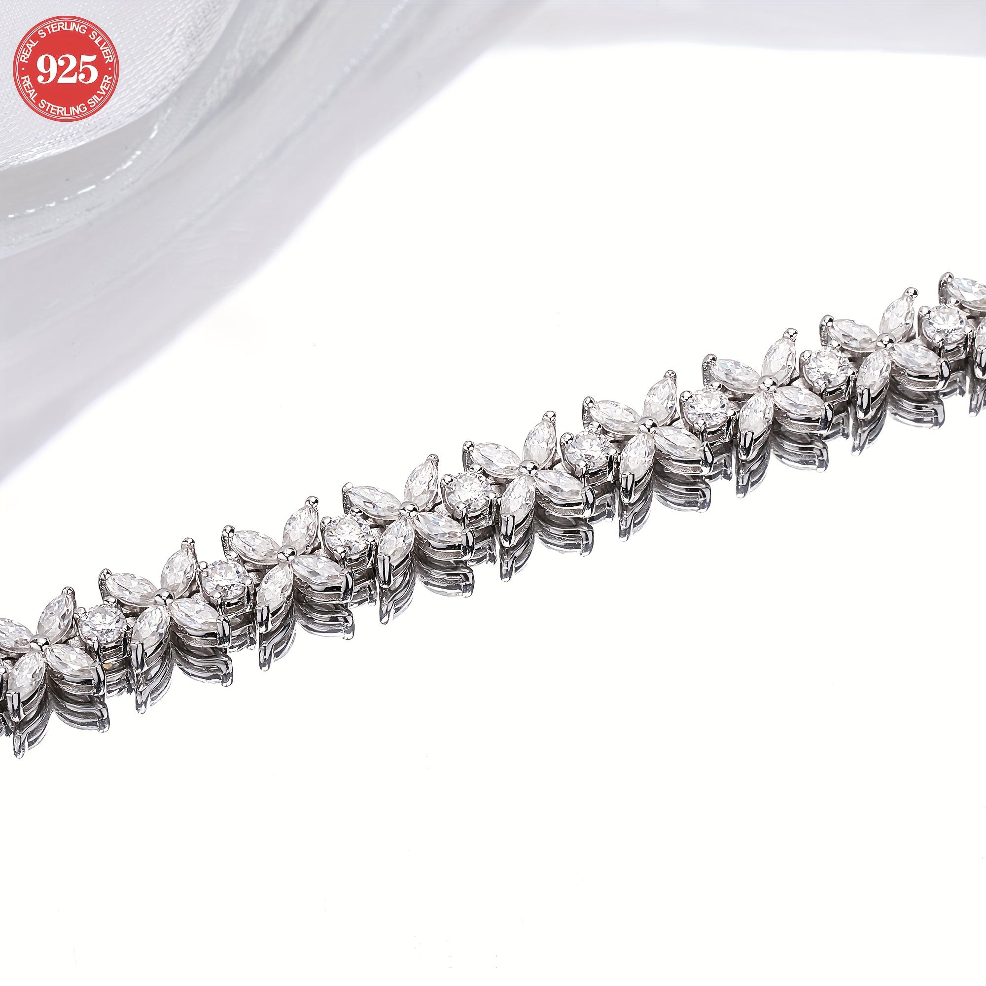 Silver Butterfly Bracelet with Moissanite Stones 2MM Plated in Platinum