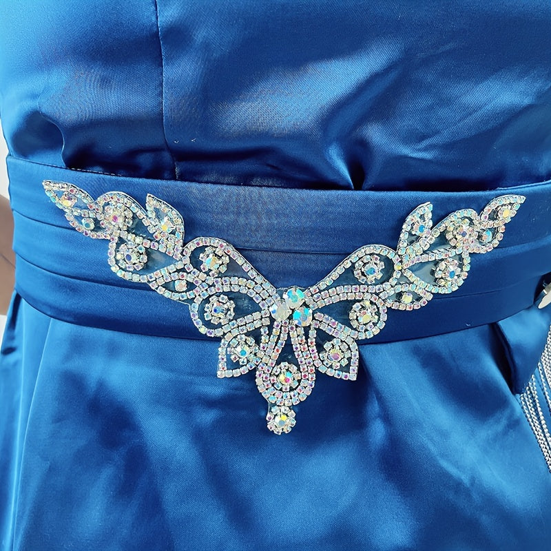 White Glass Rhinestone Applique for Shoes Dresses Bags - Handcrafted DIY Embellishment