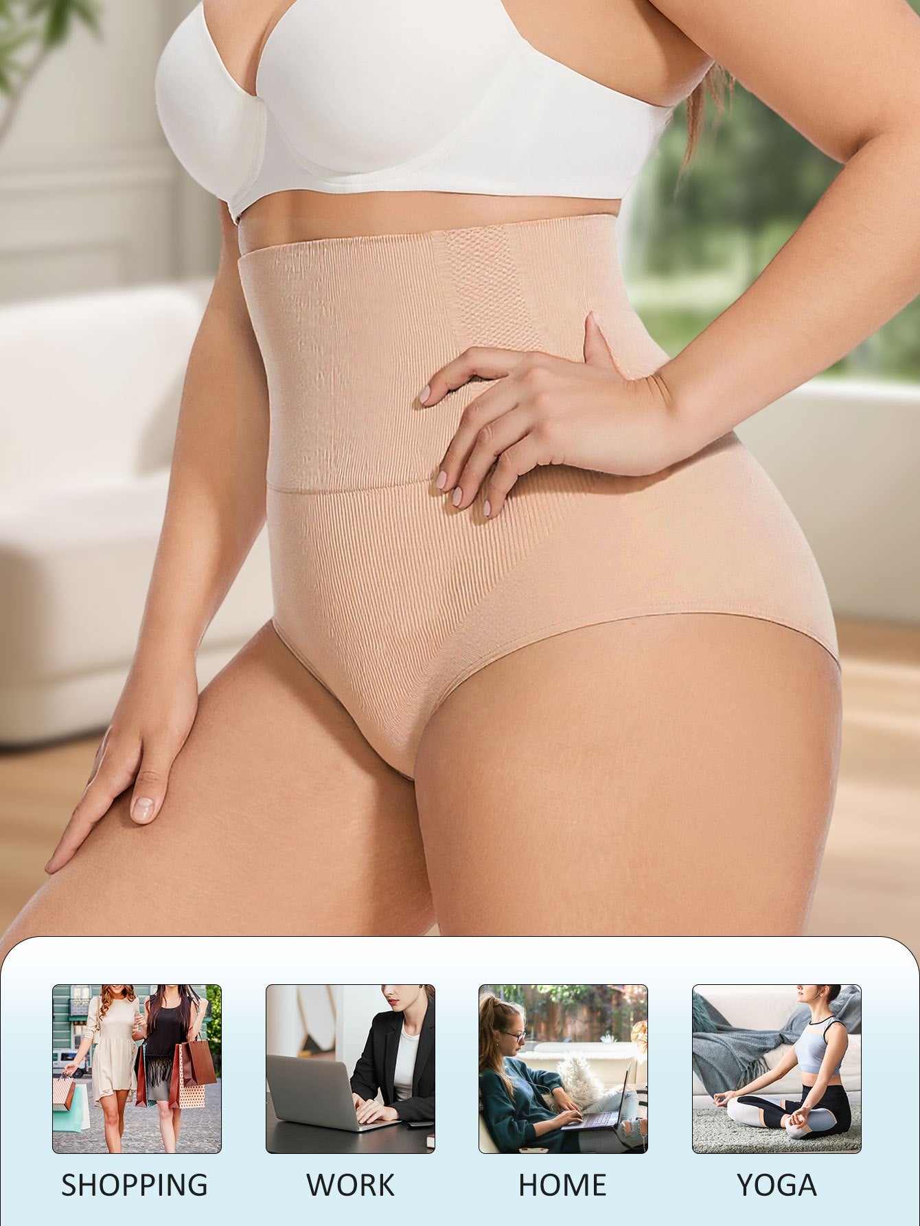 Women's Seamless High-Waisted Shapewear Briefs Breathable Leg Sculpting