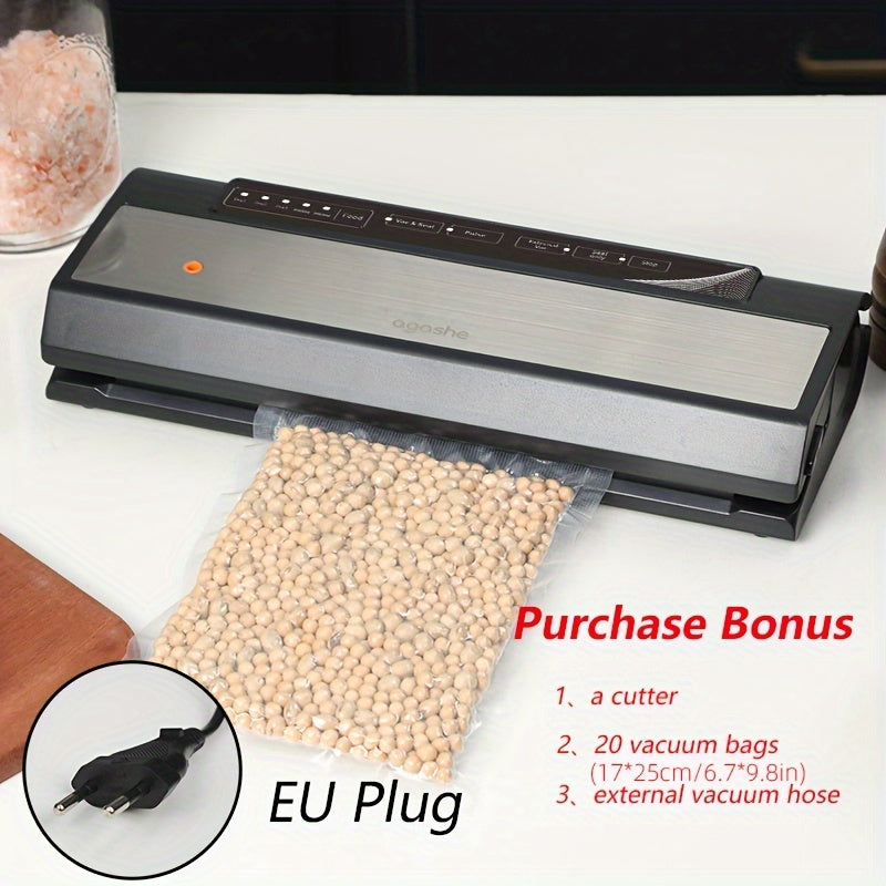 EU стандартный вакуумный упаковщик из нержавеющей стали с 5 настройками температуры, включает 20 пакетов