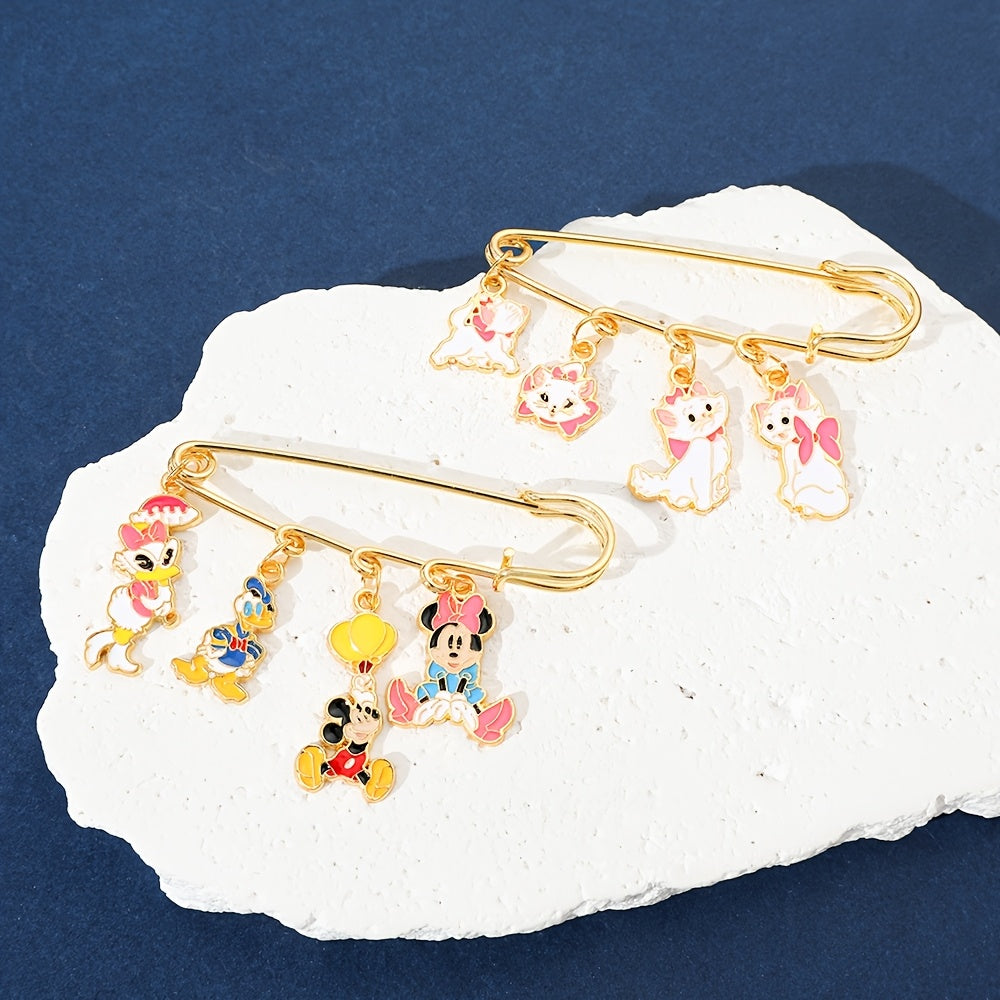 Juego de 2 pins de esmalte de Mickey, Minnie y Donald, personajes de dibujos animados para ropa, mochila, accesorios