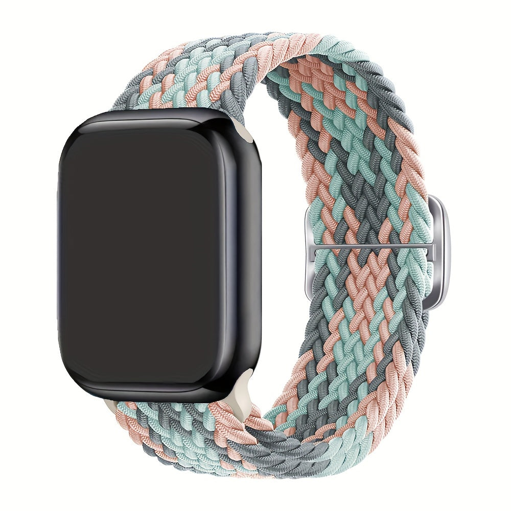Apple Watch uchun nylon to'qilgan halqa tasmasi, moslashuvchan, elastik, suv o'tkazmaydigan va terga chidamli. Bir nechta ranglarda Ultra2/9/8/7/6/5/4/3 SE iWatch modellari uchun mos keladi. Zamonaviy va moslashuvchan.