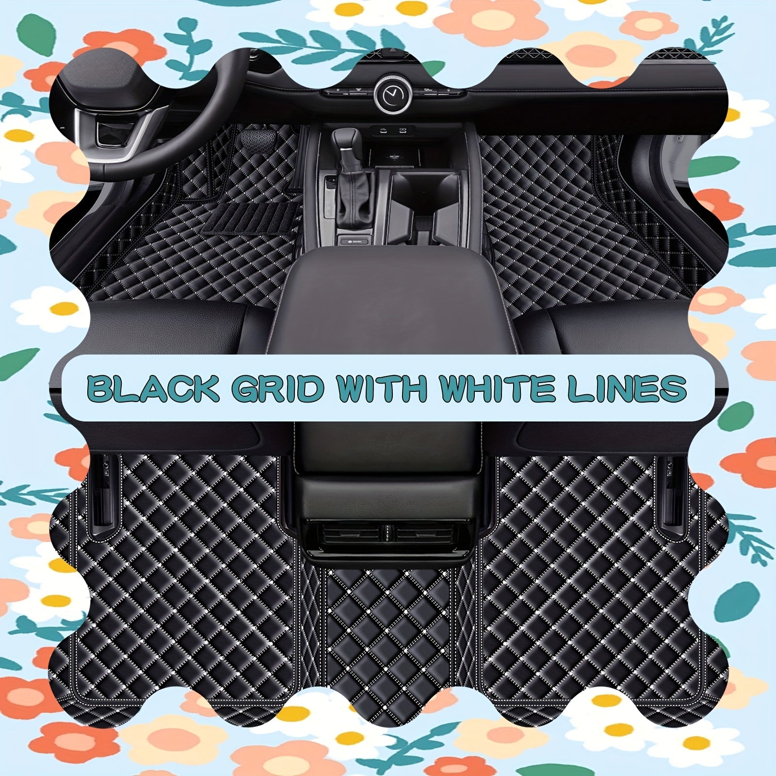 Car Adult Faux Leather Car Mat Set All-Season Non-Slip Durable