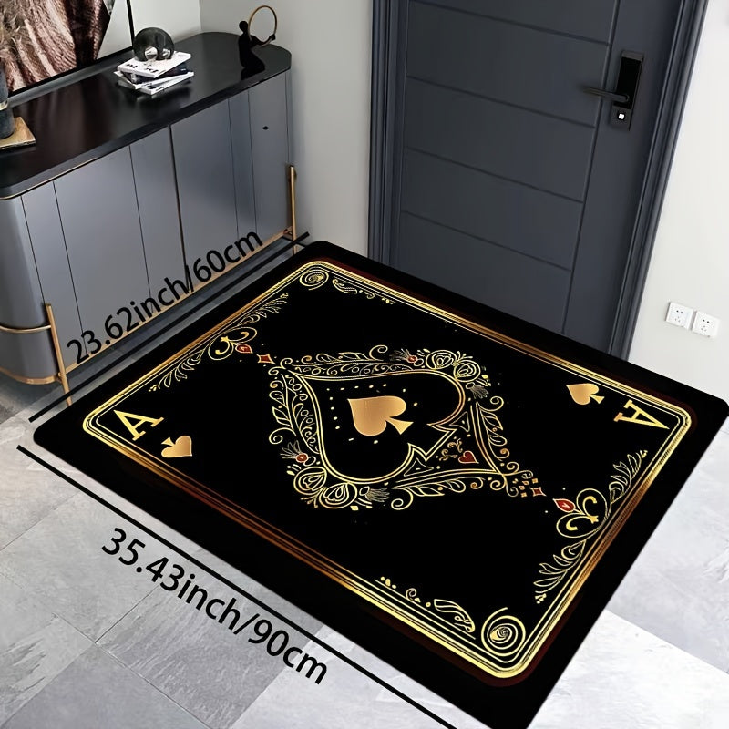 Ace of Spades Poker Card Doormat, Yumshoq qalin 8mm polyester, sirpanmaydigan oshxona gilamchasi