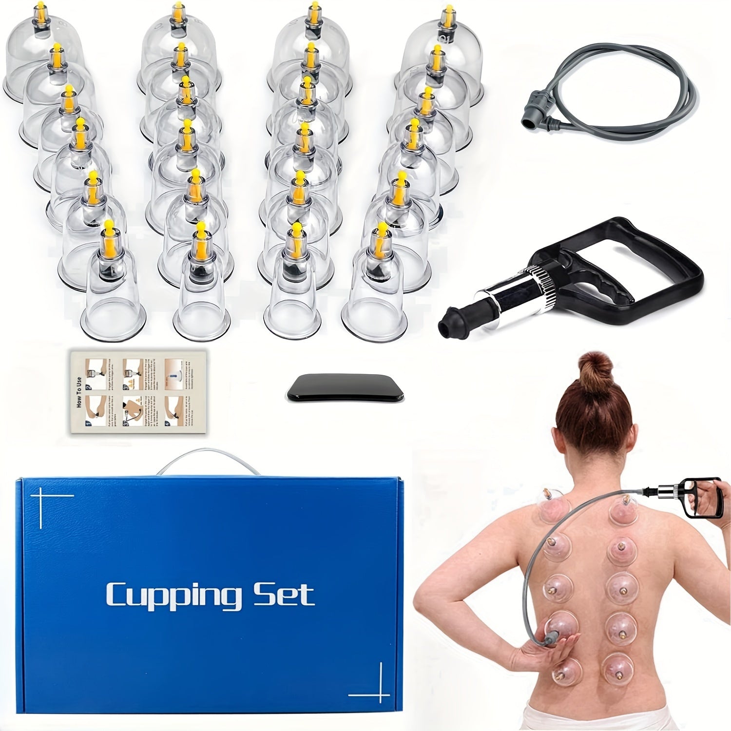 Blue Gift Box with 24/32 Cans and High-Quality Cupping Device Black Pearl Lining