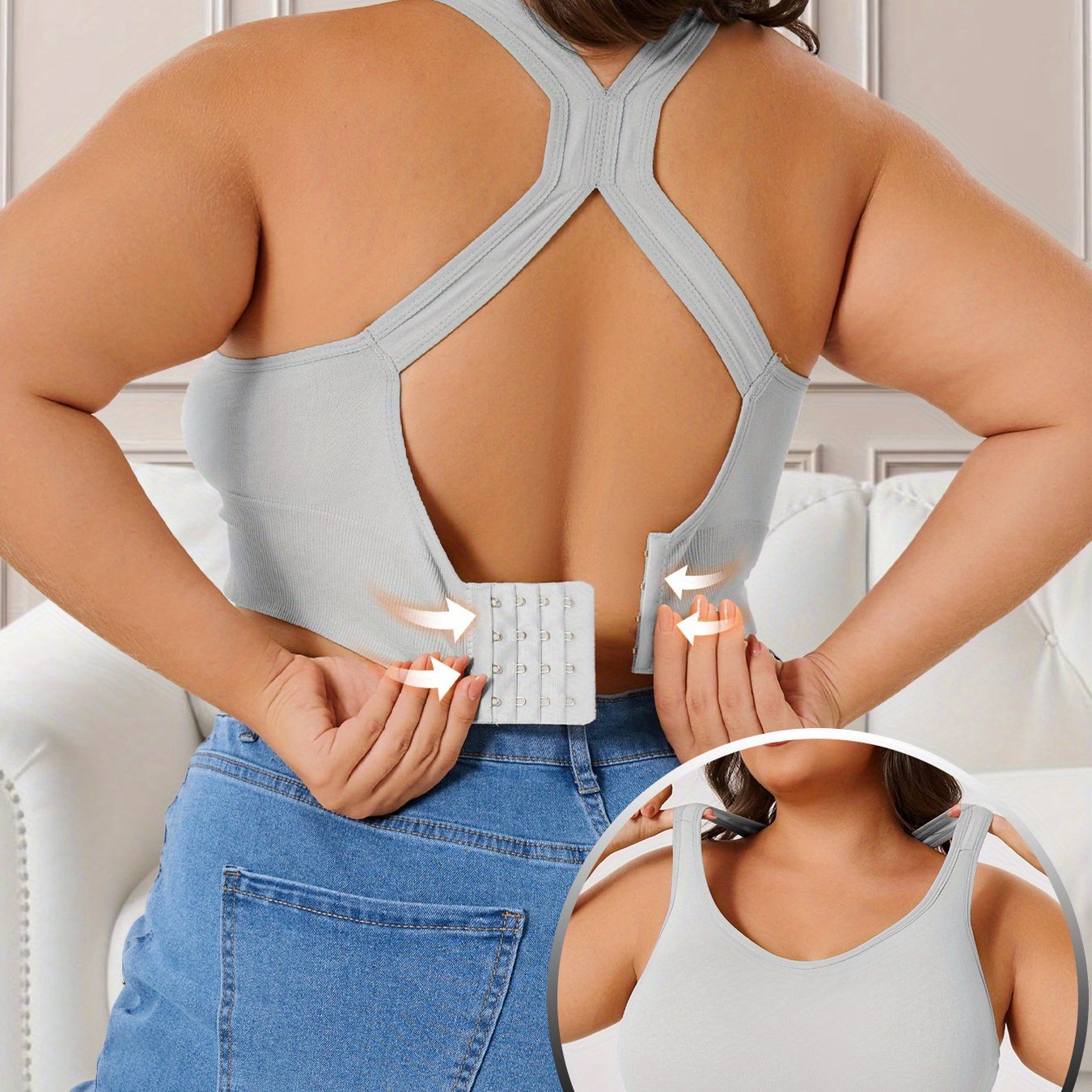 Women's Breathable Sports Bra Plus-Size Support Removable Padding