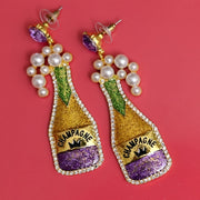 Pendientes de botella de champagne elegante con rhinestones para ocasiones festivas y uso diario