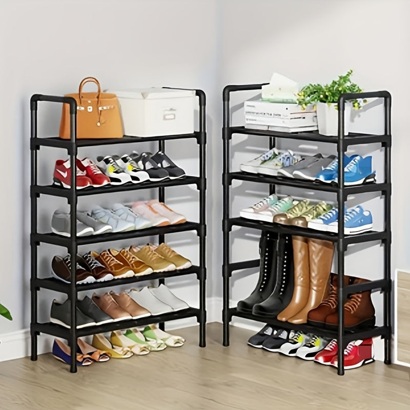 Универсальная черная металлическая обувница для прихожей, спальни или уличного хранения; не водонепроницаемая для использования в саду, на газоне или на патио.