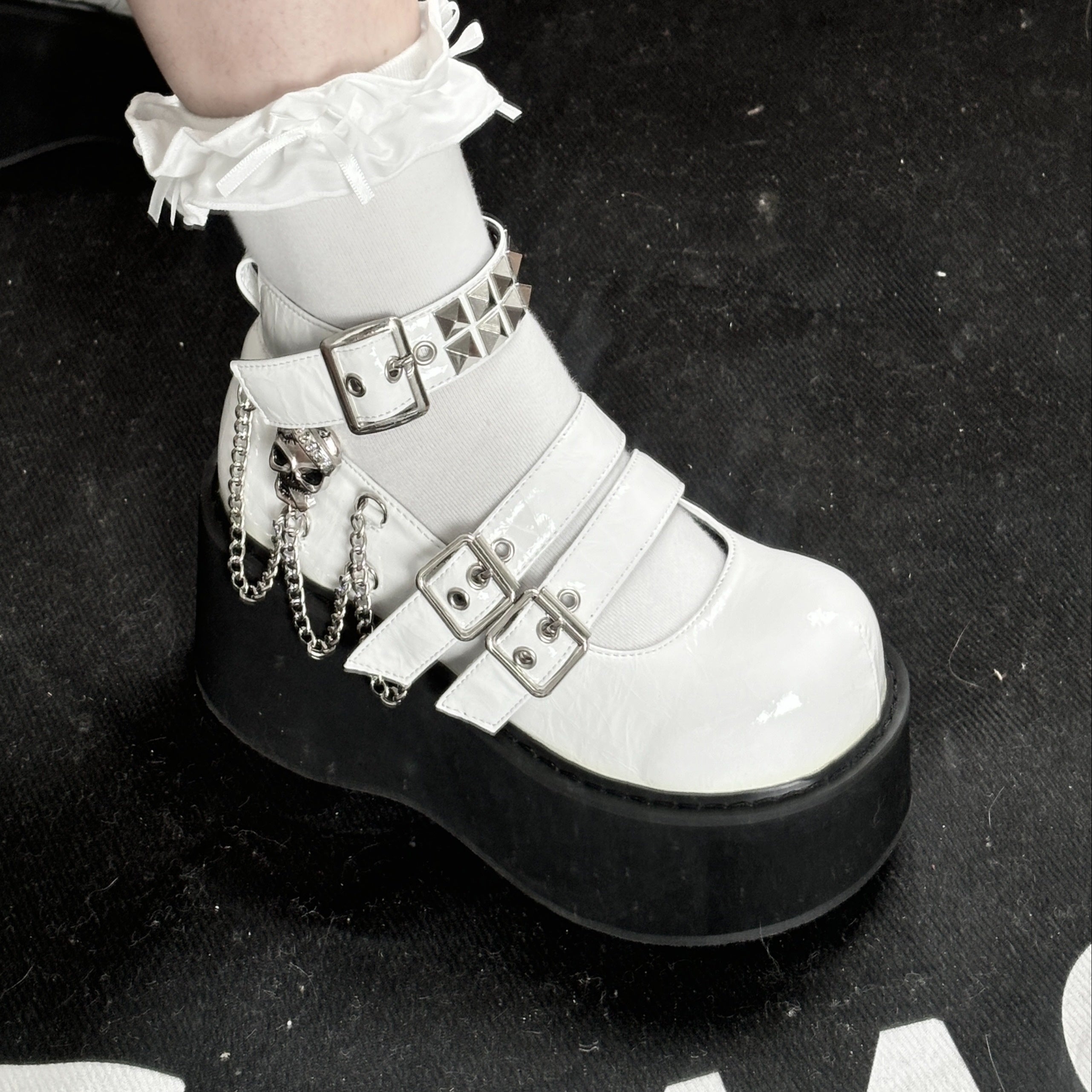 Women's Punk Gothic Studded Leather Thick Sole Shoes