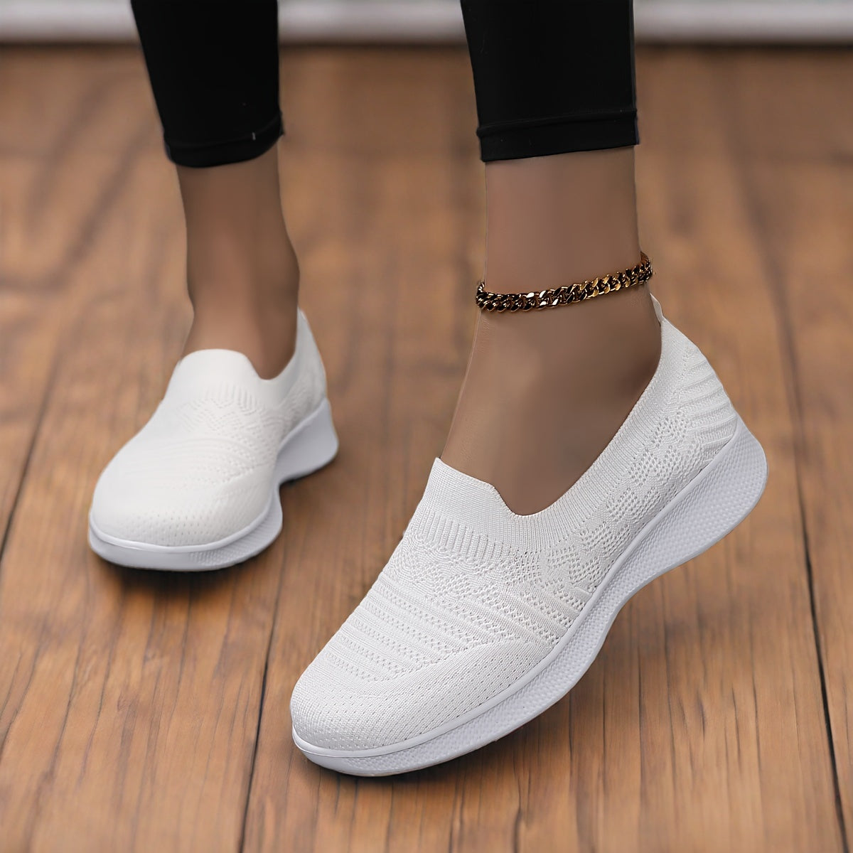 Women's Slip-On Sneakers Breathable Mesh Platform Flats for Walking and Fitness