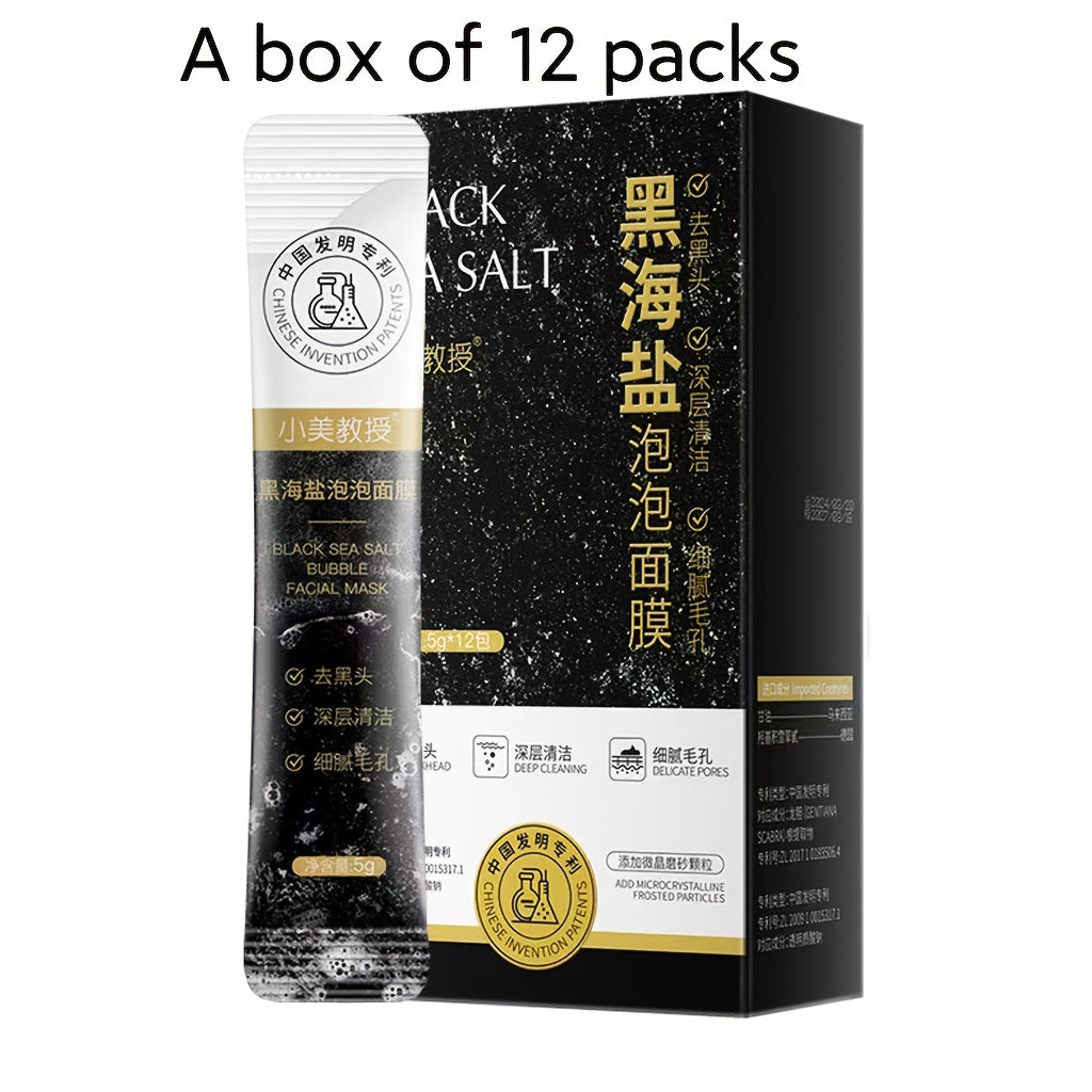 12 ta qora dengiz tuzi pufli maskalari, normal teri uchun namlantiruvchi gel, sayohat uchun qulay