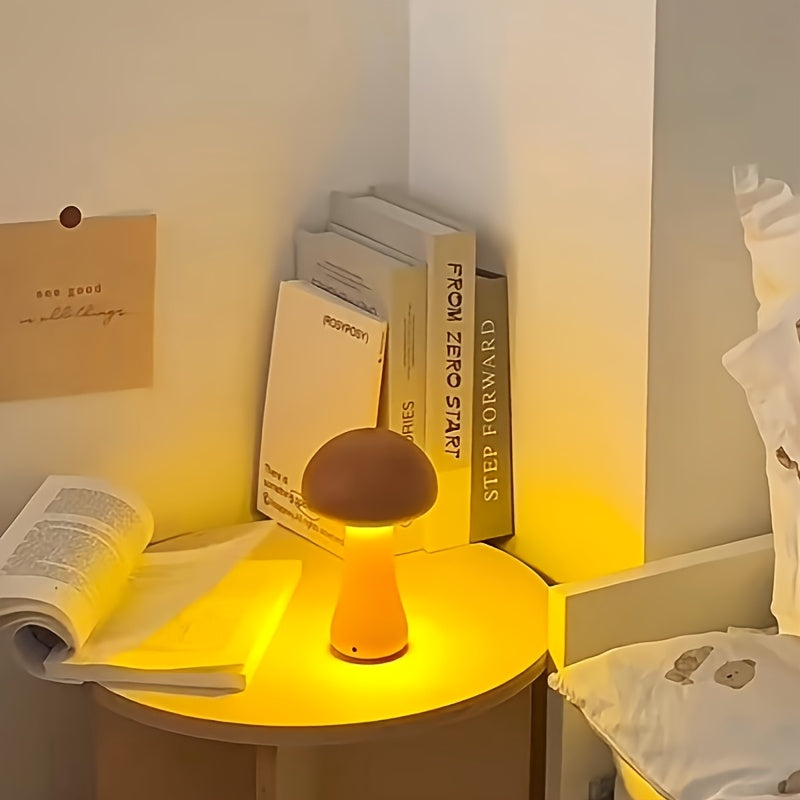 Mushroom LED Night Light with Adjustable Brightness Touch Switch USB Powered