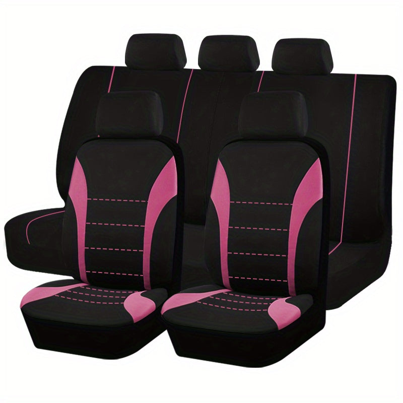 Universal Car Seat Cover Set 9pcs Black Gray Red Blue Cushions Auto Accessories