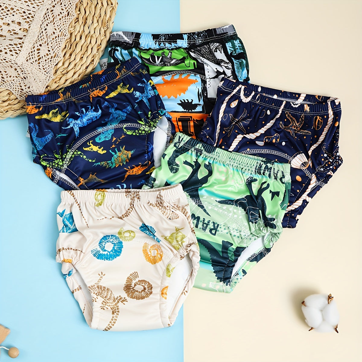 Bola va qizlar uchun 0-3 yoshda 3 yoki 5 ta Potty Training Pants to'plami, paxta, nafas oladigan, qayta ishlatiladigan